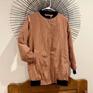 Satin Bomber Jacket with Rose Gold Hardware